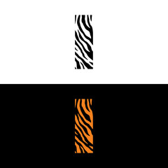 Tiger Print Letter I Logo Vector 001