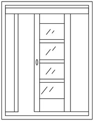 
Sliding door colouring page, line vector

