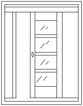 
Sliding door colouring page, line vector

