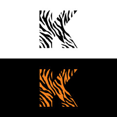 Tiger Print Letter K Logo Vector 001