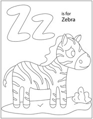 Fototapeta na wymiar A jungle animal vector design, zebra coloring page