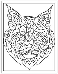 Obraz premium Cat mandala hand drawn vector design template