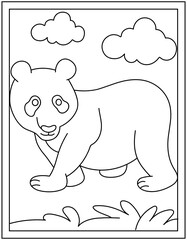 
A colouring page of panda animal drawn with line vector 

