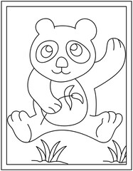 
A colouring page of panda animal drawn with line vector 

