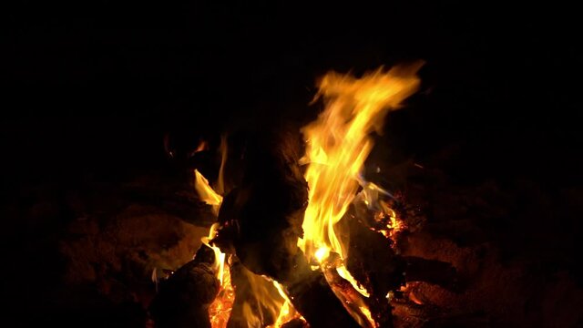 A close up of a camp fire