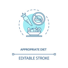 Appropriate diet concept icon. Eye health tips. Getting all nutritions and vitamins for treating disease idea thin line illustration. Vector isolated outline RGB color drawing. Editable stroke