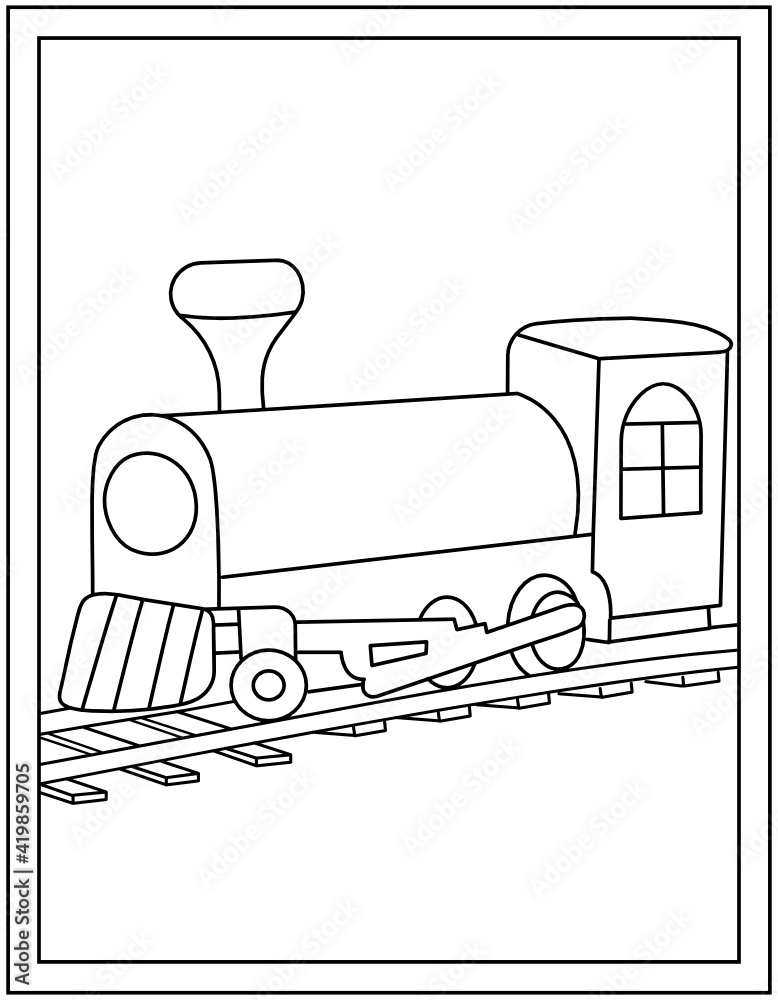 Wall mural 
Train coloring page designed in hand drawn vector

