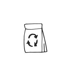 Vector  hand drawn recycling shopping bag icon