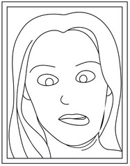 
A silly face girl coloring page design

