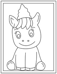 
A squishy cartoon horse, colouring page

