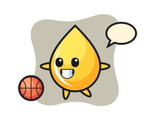 Illustration of honey drop cartoon is playing basketball