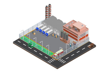 Modern Isometric Factory warehouse icon, Suitable for Diagrams, Infographics, Book Illustration, Game Asset, And Other Graphic Related Assets