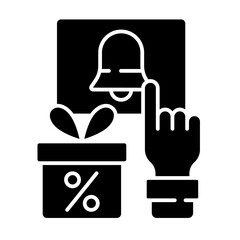 Subscription program black glyph icon. Member join by paying ecurring fee. Brand and exclusive. Loyalty program. Discount and percentage. Silhouette symbol on white space. Vector isolated illustration