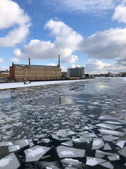 Berlin Schöneweide im Winter mit Spree