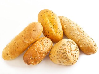various tasty rolls with grains and spices for breakfast