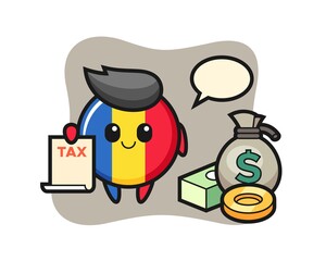 Character cartoon of romania flag badge as a accountant