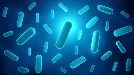 Gram positive, healthy microbiome bacteria, lactobacillus, clostridium perfringens 3d illustration