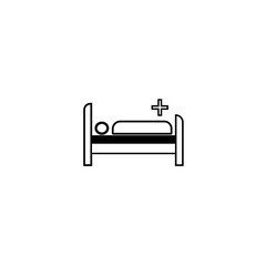 hospital bed outline icon. isolated line vector illustration from insurance collection. editable thin stroke hospital bed icon on white background