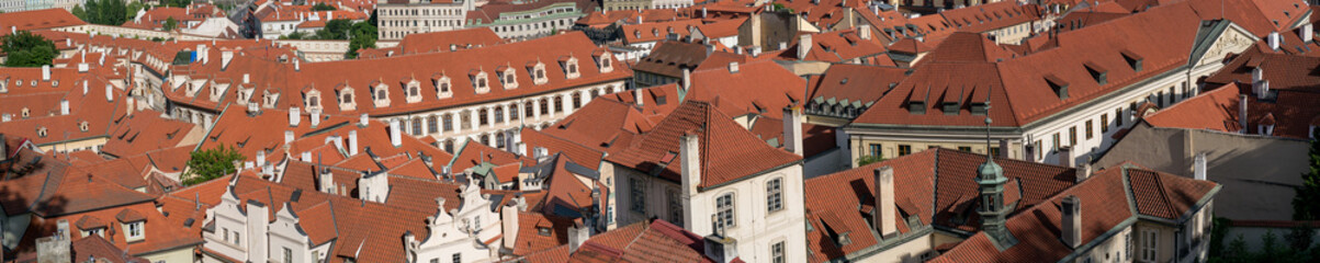 Fototapeta na wymiar View of the rooftops of Prague houses