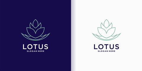 Minimalist lotus logo design line art with creative concept