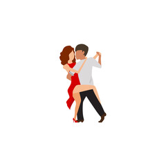Couple in love dancing tango. Cartoon flat dancers for your creative design. Vector illustration