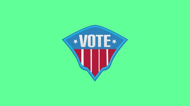 Vote With Stars Beating On Heraldry Shield Over Green Background. - graphics