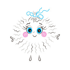 Vector character fluff. Cute and funny character. Lightness, weightlessness, beauty.