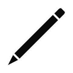 Pencil vector icon. Pen symbol. Write, draw or sketch sign. Crayon logo. Silhouette isolated on white background.