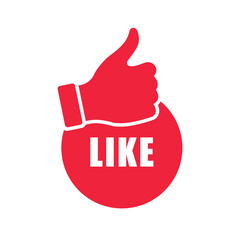 Thumbs up vector icon. Good symbol in flat style. Hand like round button. Social media sign. Vector illustration.