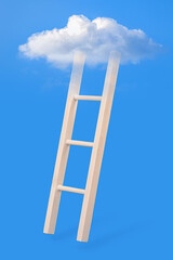 Illustration with scale and cloud in blue sky, concept of aspiration, heaven, metaphysics