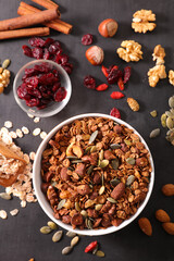 homemade granola- oat,  nut and dried fruits