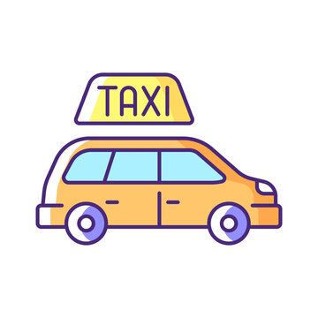 recommend clip art: Minivan taxis RGB color icon. Van side view. Convenient service for ordering car. Need to transport a large group of people. Roomy car. Modern taxi service. Isolated vector illustration