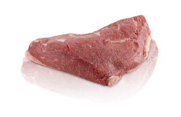 Raw meat beef steak butcher cut into pieces