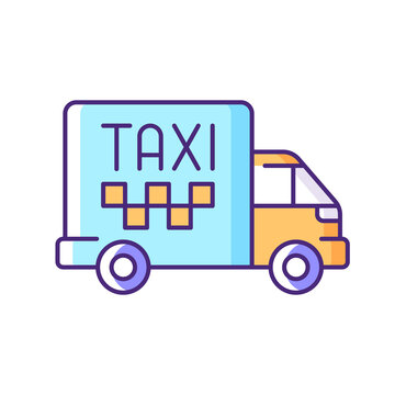 recommend clip art: Cargo taxi RGB color icon. Freight transportation. Convenient service for ordering car. Transportation service. Shipping industry. Reliable carrier. Isolated vector illustration
