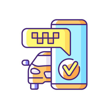 recommend clip art: Text alerts RGB color icon. Modern taxi service. Convenient and fast city transport. Convenient service for ordering car. Reliable service. Message from taxi service. Isolated vector illustration