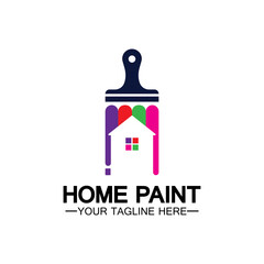 Home Painting Vector Logo Design.Home House Painting Service Coloring Logo Design Template.House painting service, decor and repair multicolor icon Vector logo.