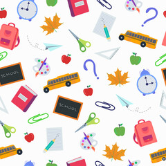 Back to school seamless vector pattern. 