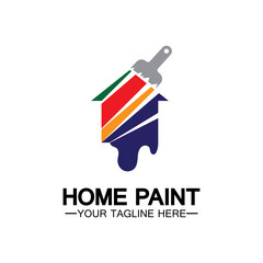 Home Painting Vector Logo Design.Home House Painting Service Coloring Logo Design Template.House painting service, decor and repair multicolor icon Vector logo.