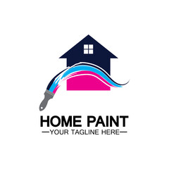 Home Painting Vector Logo Design.Home House Painting Service Coloring Logo Design Template.House painting service, decor and repair multicolor icon Vector logo.