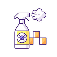 Regularly disinfected cab RGB color icon. Ensuring the safety of passengers. Sanitizer bottle. Convenient service for ordering car. City trasport. Taxi safe service. Isolated vector illustration