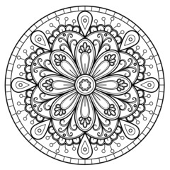 Mandala Coloring book art, wallpaper design, tile pattern, shirt, greeting card, sticker, lace pattern and tattoo. decoration for  interior design. Vector ethnic oriental circle ornament. background