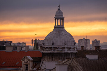Fototapeta na wymiar Colorful sunset in Zagreb Croatia
