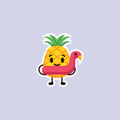 Cute summer pineapple mascot design