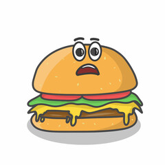 Cute burger character vector template design illustration