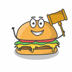 Naklejka premium Cute burger character vector template design illustration