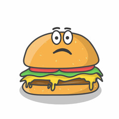Cute burger character vector template design illustration