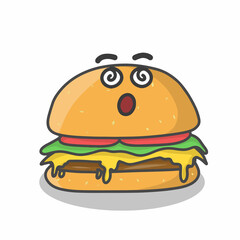 Cute burger character vector template design illustration