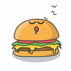 Cute burger character vector template design illustration