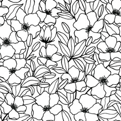 Seamless pattern of flowers. Vector stock illustration eps10. Hand drawing