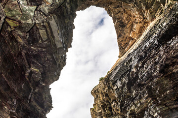 Natural stone arches of the Catedrales beach in Ribadeo, Lugo, Galicia (Playa de Aguas Santas)